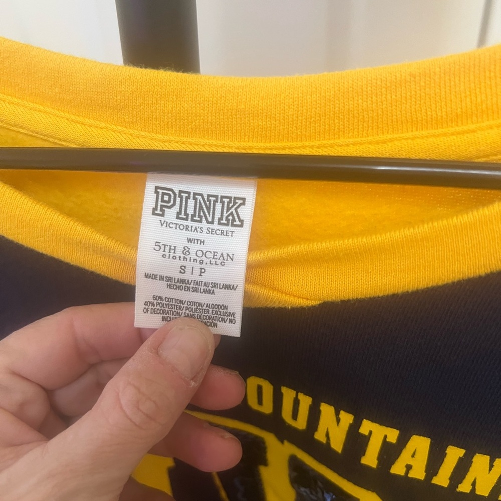 PINK Victoria's Secret Black and Gold Graphic Crewneck - Picture 3 of 3
